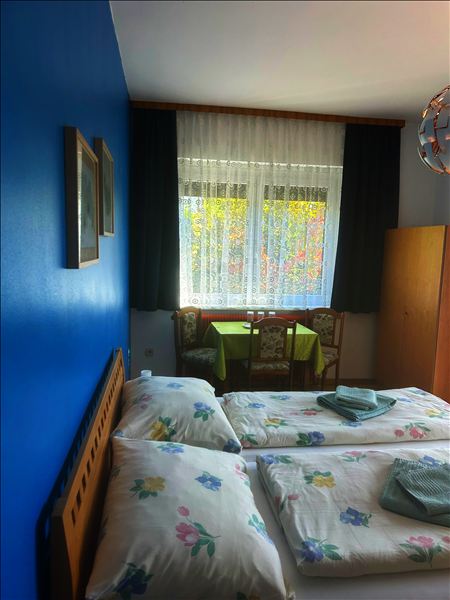 Doppelzimmer mit blauer Akzentwand